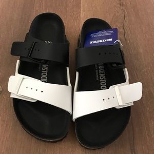 Birkenstock Arizona Split Black White Sz5-5.5/ EU36